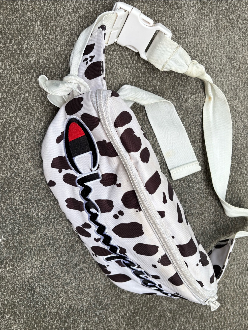 Champion White Cow Print Crossbody Waist Bag